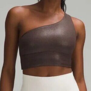 NEW Lululemon Align Asymmetrical Ribbed Bra 6 Light Support A/B Cup Shine Brown